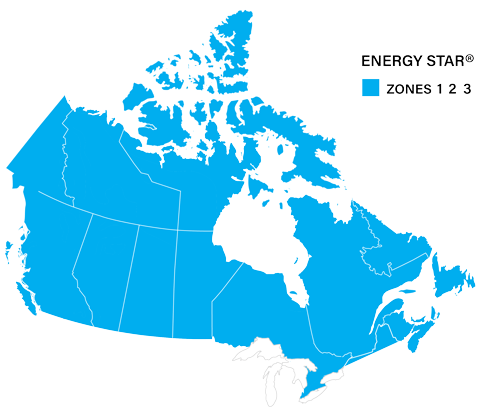 Map of Canada demonstrating Energy Star zones 